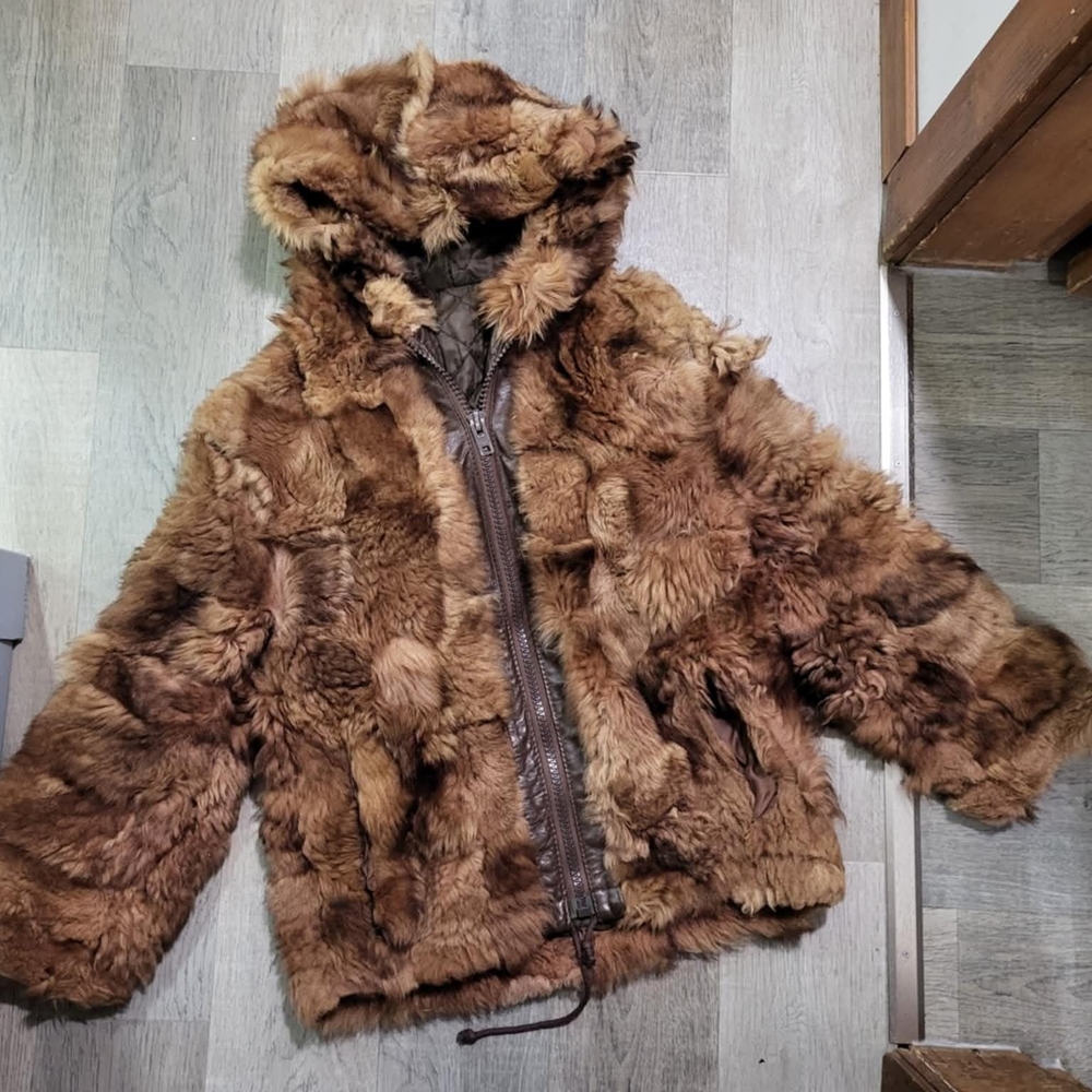 Cozy Brown Fur Kids Jacket, Vintage, Read Full Description.